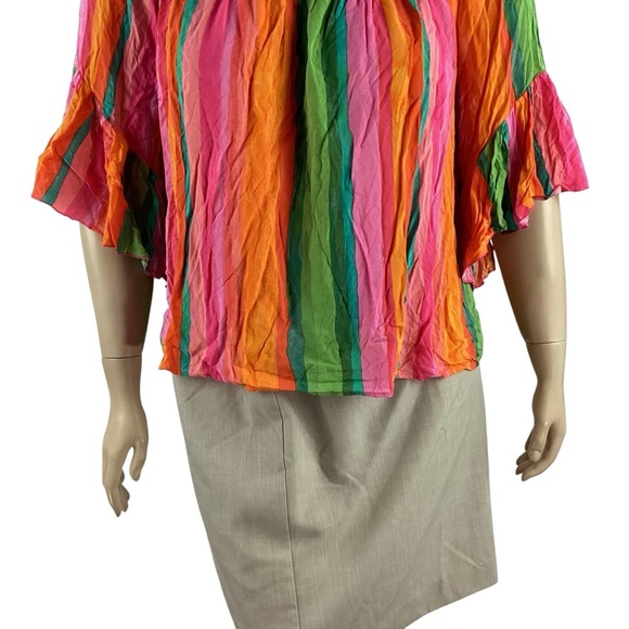 Cato Multicolor Striped Ruffle Sleeve Blouse Size XL - Picture 3 of 7